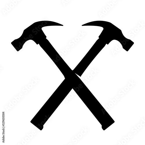 Crossed Claw Hammers Icon Illustration Silhouette Black