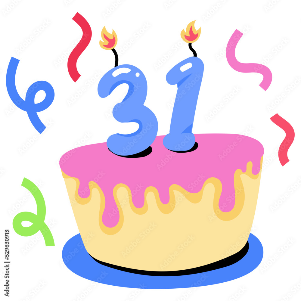 An editable flat sticker of birthday cake An editable flat sticker of birthday cake