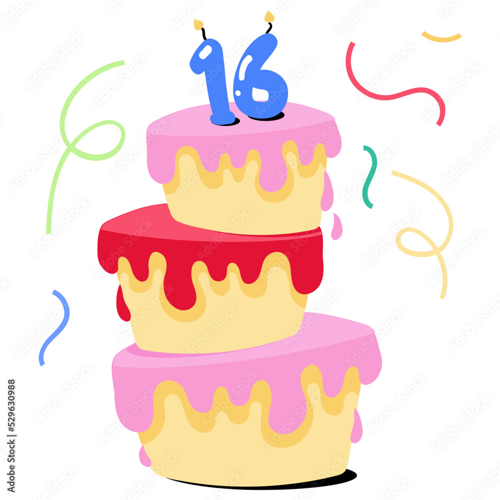 An editable flat sticker of birthday cake An editable flat sticker of birthday cake