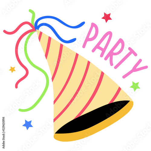 A customizable flat sticker of party popper