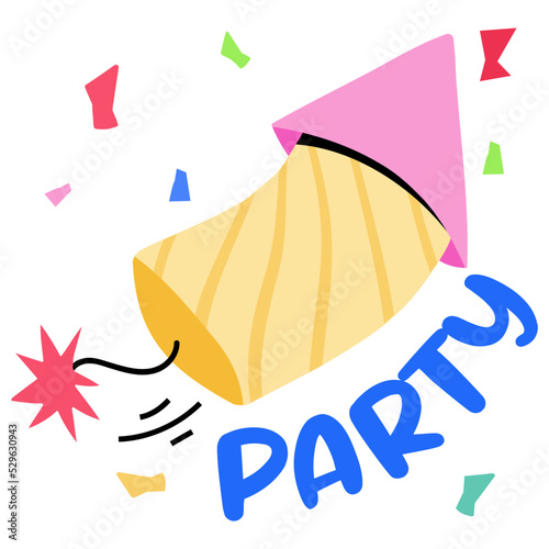 A customizable flat sticker of party popper