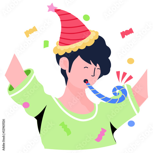 Premium flat sticker of birthday bash 