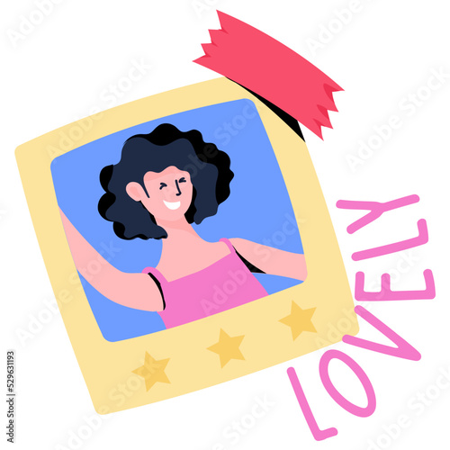 A scalable flat sticker of lovely photo 