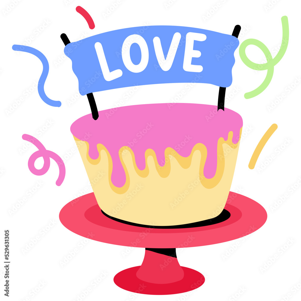 An editable flat sticker of birthday cake An editable flat sticker of birthday cake