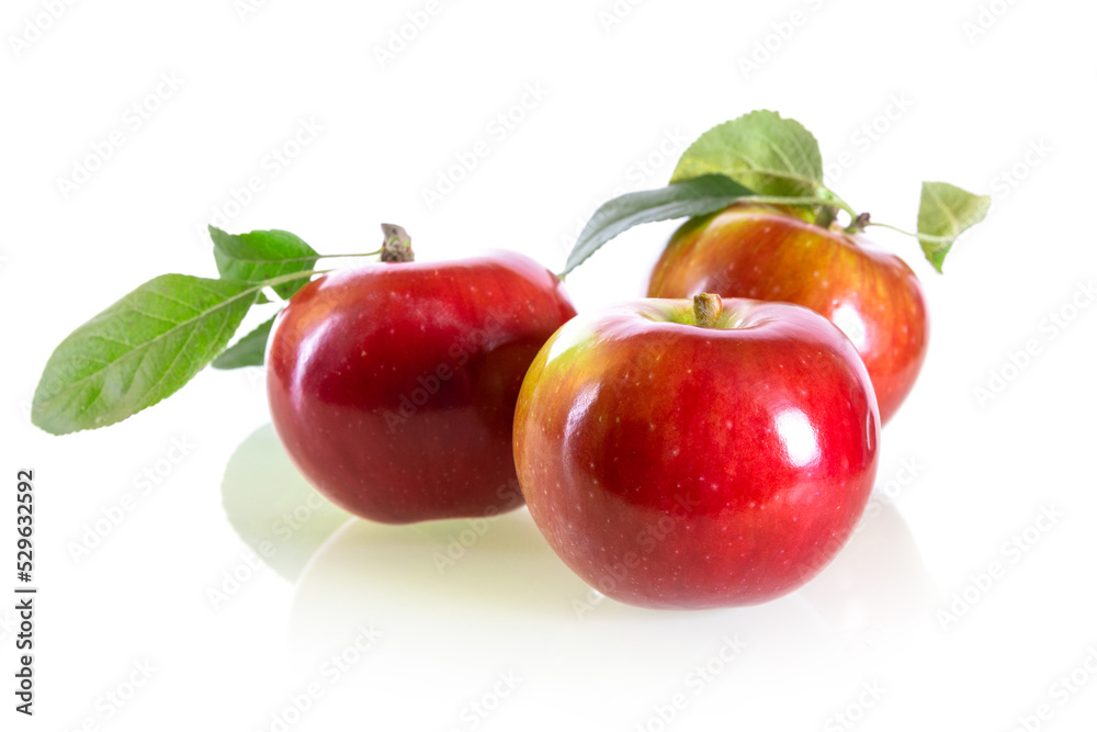 Three fresh red apples isolated on a white background Three fresh red apples isolated on a white background