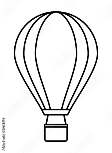 Hot air balloon icon. Outline vector illustration isolated on white background. Coloring book page for children.