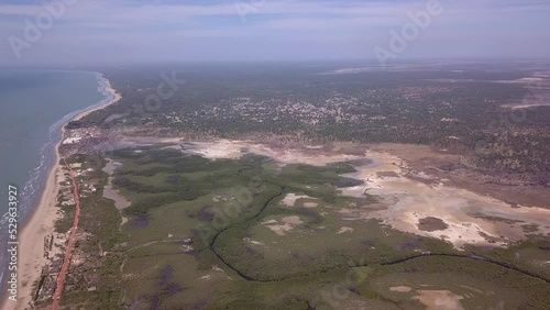 Aerial footage of the backwaters with mangrove trees around Kafountine in Casamance, Senegal, February 2019 photo