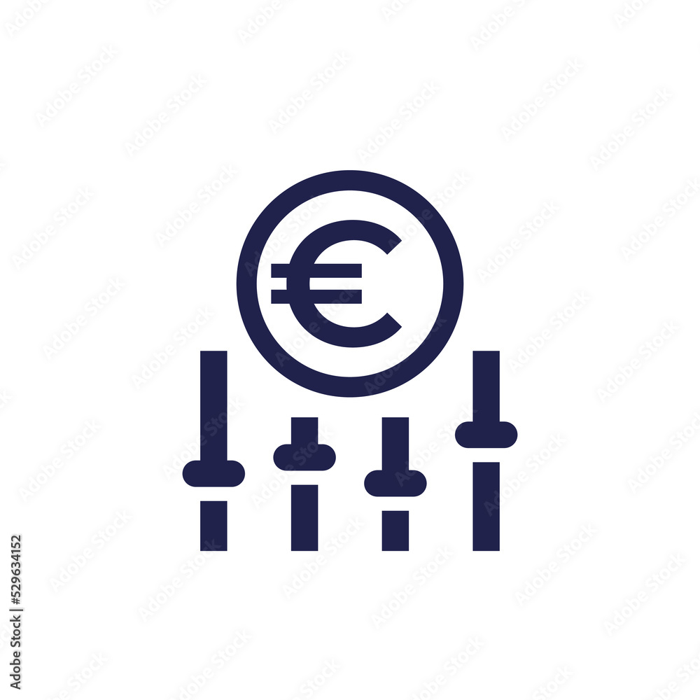 dynamic pricing icon with euro - obrazy, fototapety, plakaty 