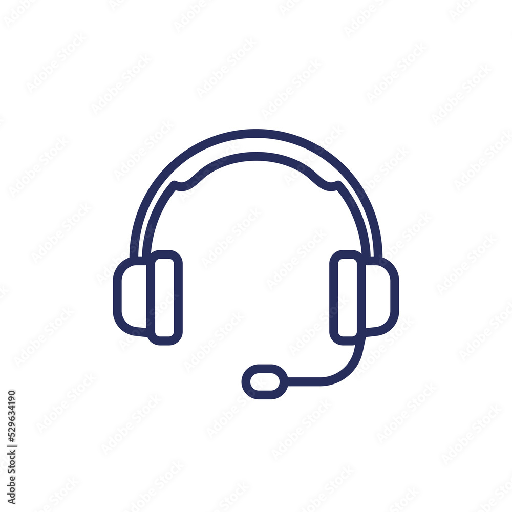 headset line icon on white headset line icon on white