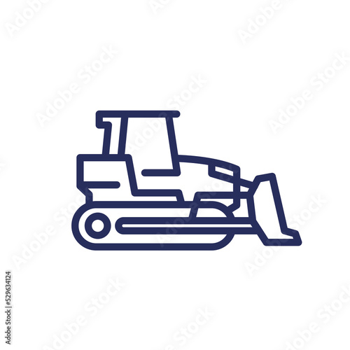 Crawler dozer line icon on white