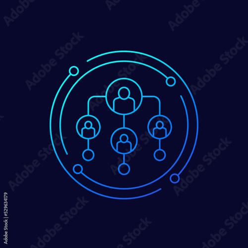Hierarchy icon with people, linear design