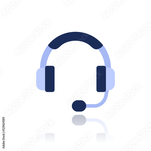 headset icon on white, flat vector