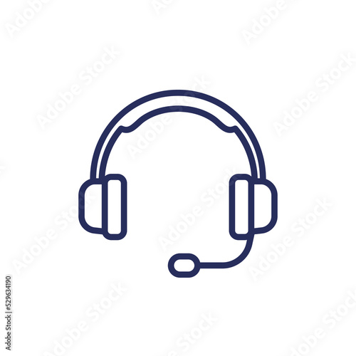 headset line icon on white