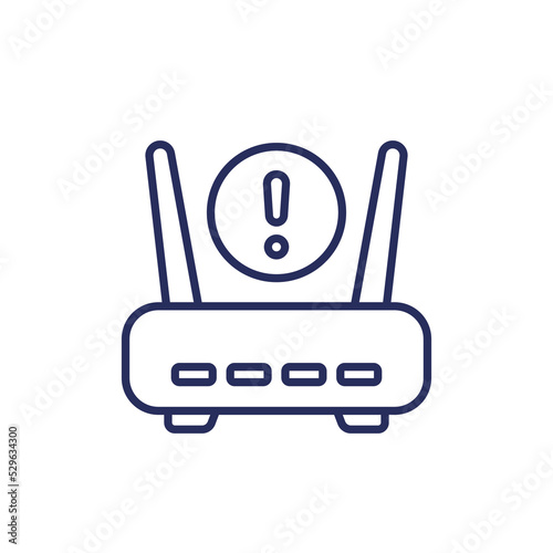 router, modem error or warning line icon