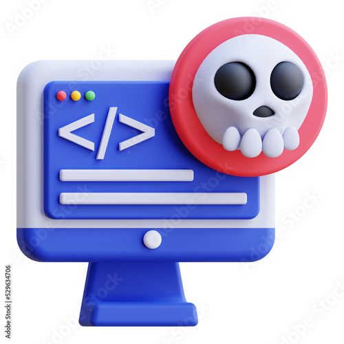 3D rendering hacking icon illustration