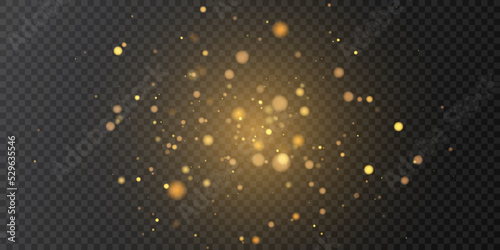 Christmas golden glow effect, glare, explosion, sparks, twinkling highlights, sparks and stars on a transparent background.