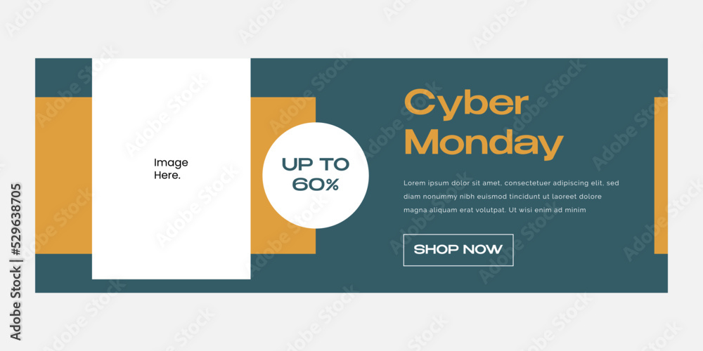 Creative cyber monday banner design template. Suitable for content social media, printing, advertising, and promotion