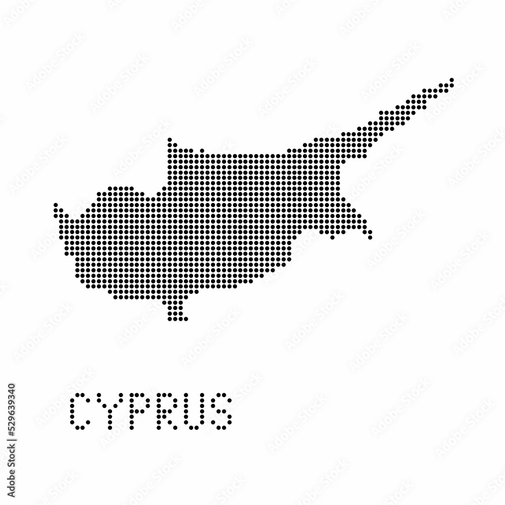 Cyprus map with grunge texture in dot style. Abstract vector illustration of a country map with halftone effect for infographic. 