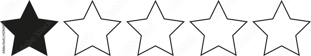 Five black stars in a row, 0-5 rating, review system. Isolated png illustration, transparent background. Asset for overlay, pattern, montage, collage. Business, customer feedback concept. Five black stars in a row, 0-5 rating, review system. Isolated png illustration, transparent background. Asset for overlay, pattern, montage, collage. Business, customer feedback concept.