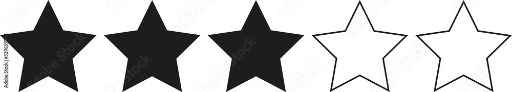 Five black stars in a row, 0-5 rating, review system. Isolated png illustration, transparent background. Asset for overlay, pattern, montage, collage. Business, customer feedback concept. Five black stars in a row, 0-5 rating, review system. Isolated png illustration, transparent background. Asset for overlay, pattern, montage, collage. Business, customer feedback concept.