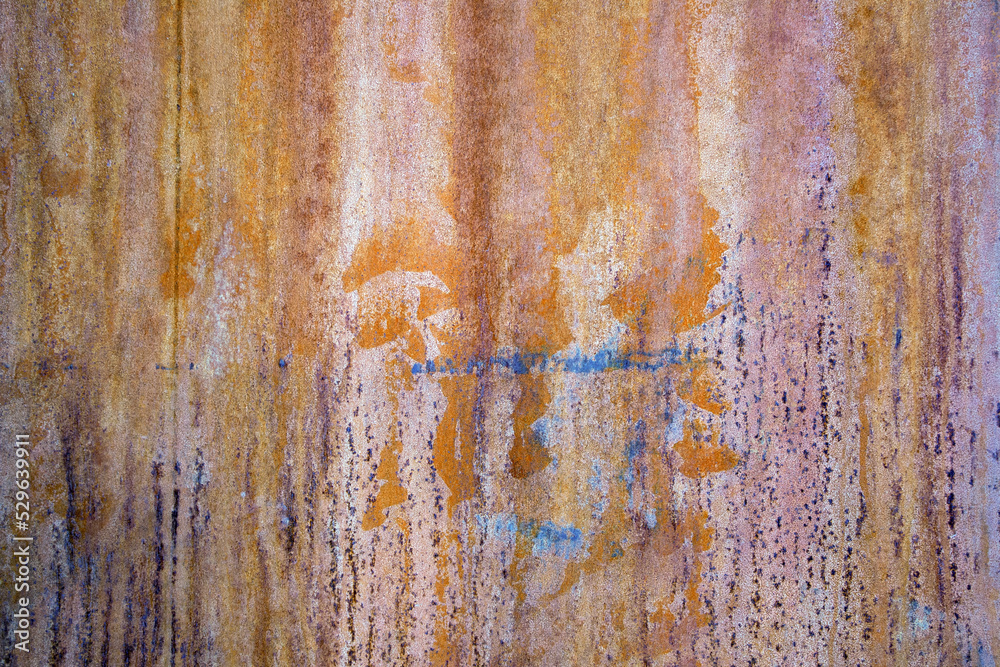 rusty iron sheets with paint spots, selective focus rusty iron sheets with paint spots, selective focus