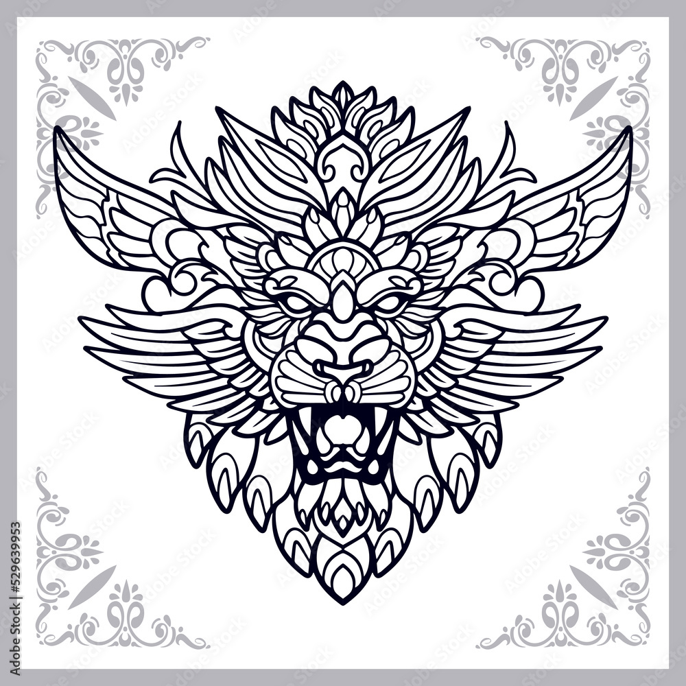 Fototapeta premium Lion zentangle arts isolated on white background