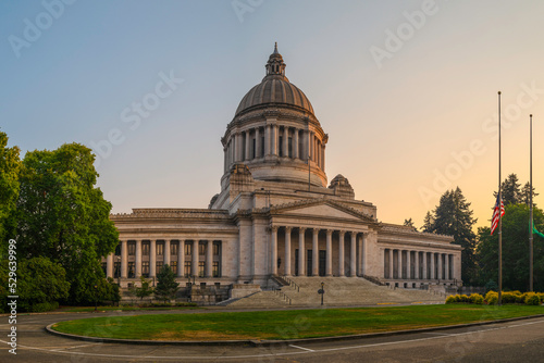 The Washington State Capitol, Legislative Building in Olympia at sunset