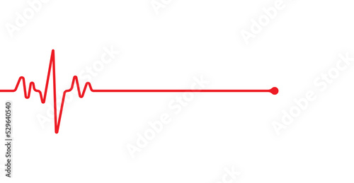 Hearbeat red line. Pulse red vector trace. EKG cardio line