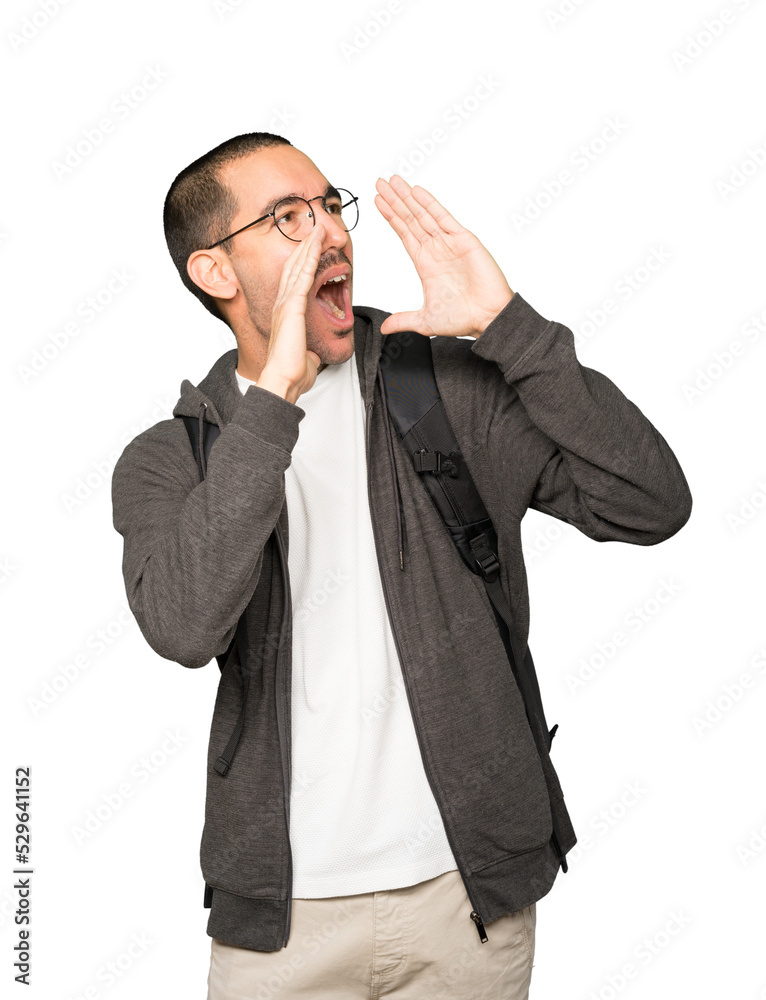 Angry student trying to say something strongly Angry student trying to say something strongly