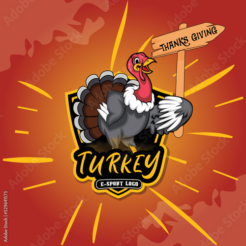 Turkey mascot esport logo design