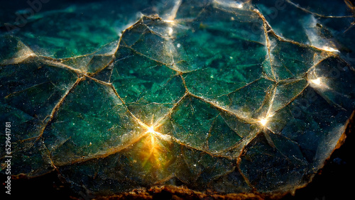 Close-up view background of the cracked gemstones underwater - Digital Generate Image