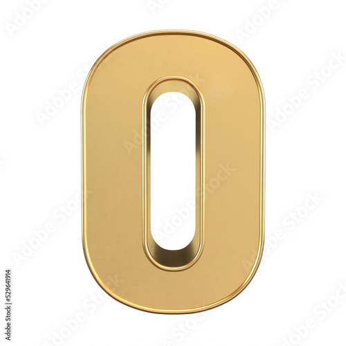 0 zero 3d number gold sign