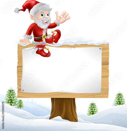 Cartoon Santa Christmas Sign