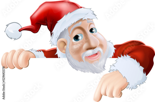 Happy cartoon Santa pointin...