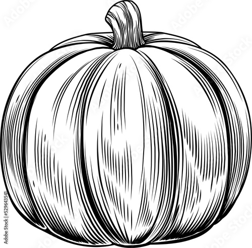 Vintage retro woodcut pumpkin