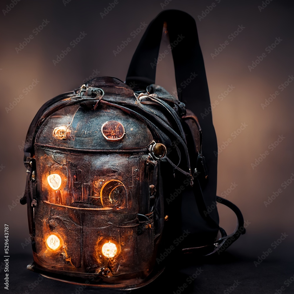 Industrial Cyberpunk Nixie Tube Steampunk Backpack with lightbulbs 3d image  Stock Illustration | Adobe Stock