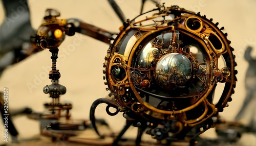 Steampunk Orrery Brass Antique Device 3d image