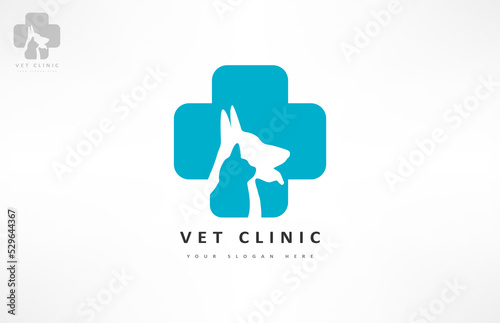 Dog and cat logo. Pet veterinary clinic design vector. Nurseries for pets.