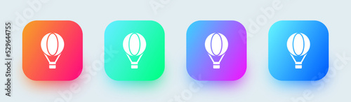 Air balloon solid icon in square gradient colors. Transportation signs vector illustration.