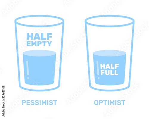 Half or empty glass of water. Simple vector illustration