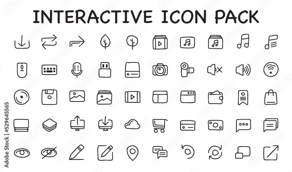 INTERACTIVE ICON PACK, LINE ICON, HAND DRAWN ICON INTERACTIVE ICON PACK, LINE ICON, HAND DRAWN ICON