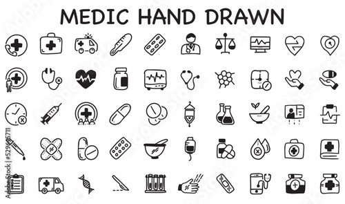 MEDIC ICON SET, HAND DRAWN ICON, MEDICAL ICON, HEALTH ICON, ICON