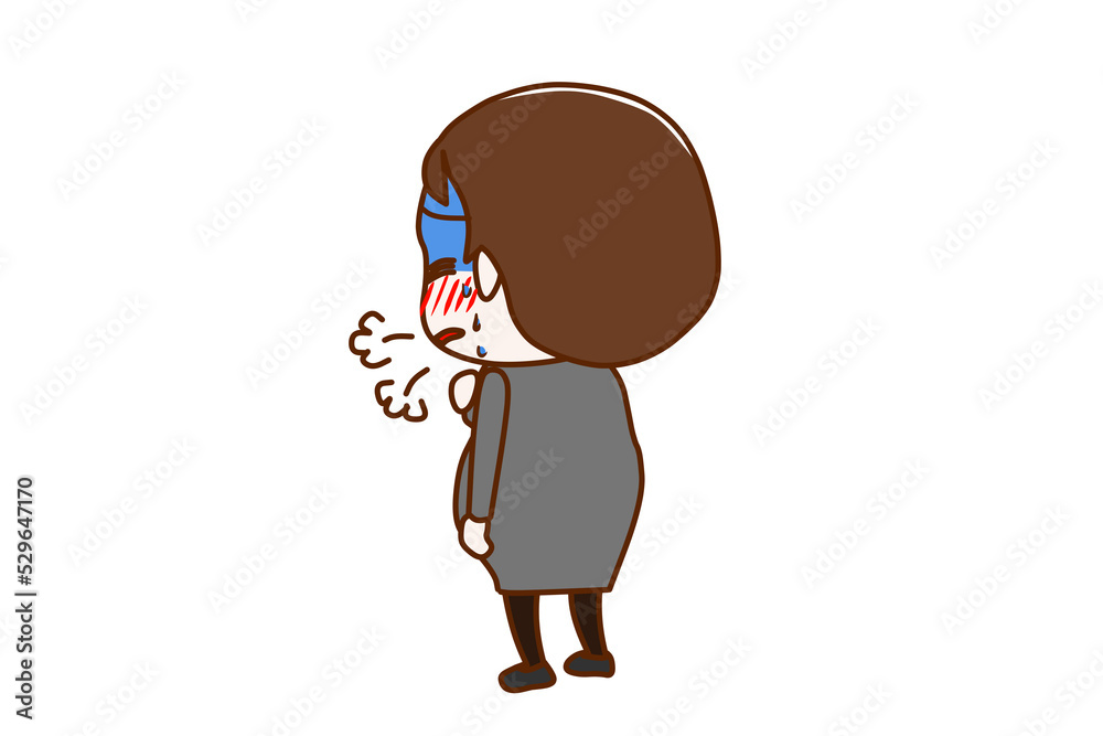 (全身斜め後ろ)心臓が痛くなり、呼吸ができずとても苦しんでいる妊婦 (全身斜め後ろ)心臓が痛くなり、呼吸ができずとても苦しんでいる妊婦