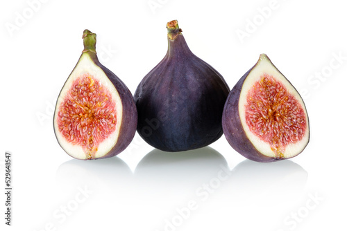 Fresh fig and half isolated on white background