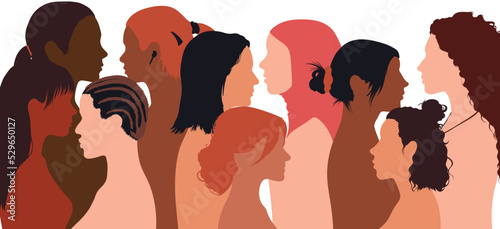 Community of women of diverse cultures. You can talk and share information. Multiethnic women and girls can communicate online. It's a place for friendship.
