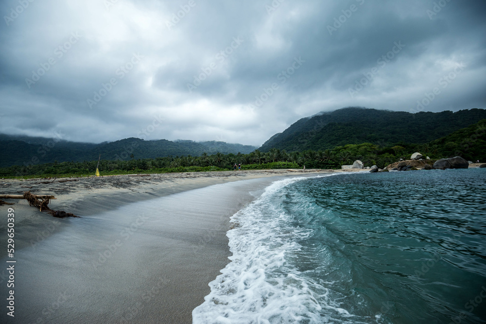 Waves in Beach of Tayrona National Park near Santa Marta, Colombia