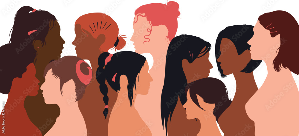 Community of women of diverse cultures. You can talk and share information. Multiethnic women and girls can communicate online. It's a place for friendship.