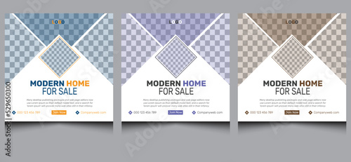 Elegant clean creative corporate modern company real estate home house for sale property construction ads web banner business social media post promotion design template.