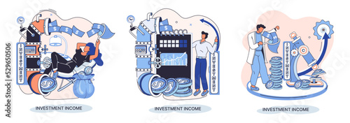 Investment, saving money and finance growth business concept metaphor. Analyzes charts and indicators of income growth. Investment income from securities and other non-commercial investments dividends