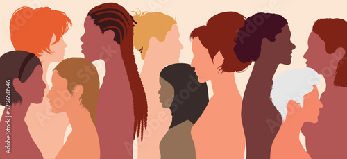 Community of women of diverse cultures. You can talk and share information. Multiethnic women and girls can communicate online. It's a place for friendship.